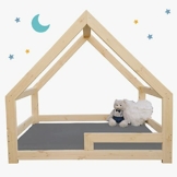 (90x180 mit Rausfallschutz) NeedSleep® Hausbett Kinderbett Holzhaus Kinder Bett Bodenbett | 70x140 80x160 90x180 | Hausbett mit Rausfallschutz | skandinavisches Design | Mädchen Junge | Symmetrisch - 1