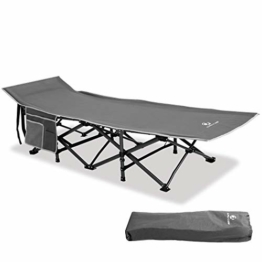 ALPHA CAMP Campingbett faltbar XL leicht mit Seitentasche, Feldbett klappbar Aluminium bis 250 kg, mit Transporttasche für Camping, Indoor, Outdoor, Garten, 190 * 67cm, Grau - 1