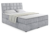 ALTDECOR Boxspringbett mit H3-Matratze (20 cm hoch) mit Bonellfederung + PUR, Topper (4 cm hoch), Polsterbett mit Kopfteil und Bettkasten 180x200 - Grau Casa 2314 - 1