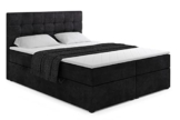 ALTDECOR Boxspringbett mit H3-Matratze (20 cm hoch) mit Bonellfederung + PUR, Topper (4 cm hoch), Polsterbett mit Kopfteil und Bettkasten 180x200 - Schwarz Casa 2316 - 1