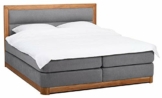 Belanoti Age Boxspringbett 180x200 Eiche 7-Zonen Taschenfederkern Matratze inkl Visco Topper Bett 180x200 in der Farbe Hellgrau H2/H3 Polsterbett Hotelbett mit Massivholz Eiche Massivholzbett - 1