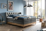 Belanoti EON Boxspringbett 180x200 elektrisch verstellbar 7-Zonen Taschenfederkern Matratze inkl Visco Topper Bett 180x200 mit Motor in der Farbe Anthrazit H2/H3 Polsterbett Motorbett Massivholz Eiche - 1