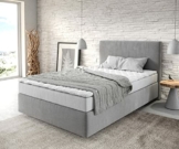 DELIFE Boxspringbett Dream-Well Mikrofaser Grau 120x200 cm mit Matratze und Topper - 1