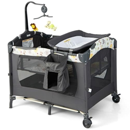 DREAMADE 4 in 1 Kinderreisebett Klappbar, Babybett Höhenverstellbar mit Wickeltisch, Beistellbett mit Tragetasche, für Baby 0-36 Monate - 1