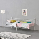 [en.casa] Metall-Tagesbett Arjeplog 90x200 cm Bettgestell Jugendbett Metallbett Einzelbett Weiß - 1