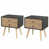 EUGAD 2X Nachttische Beistelltisch mit 2 Schubladen Nachtkommode Nachtschrank Holzbeine MDF 46x35x50cm Grau 0062ZZ-2 - 1