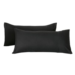 Good Nite Kissenbezug 100% Mikrofaser Kissenhülle Doppelpack Kopfkissenbezug Pillowcase Superweicher Kopfkissenbezug 2er Set Kissenbezüge (40 x 80 cm) (Schwarz) - 1