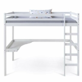 Homestyle4u 1899, Kinder Hochbett mit Schreibtisch, Kinderbett 90x200 cm Weiß, Holz Kiefer - 1