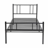 LiePu Modern Metallbett Einzelbett Gästebett, Bettgestell mit Lattenrost, Jugendbett Bettrahmen für Schlafzimmer Schlafsaal, 90 x 190 cm, Schwarz - 1