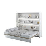 MEBLINI Schrankbett Bed Concept - Wandbett mit Lattenrost - Klappbett mit Schrank - Wandklappbett - Murphy Bed - Bettschrank - BC-14 - 160x200cm Horizontal - Weiß Matt mit Matratze - 1