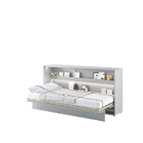 MEBLINI Schrankbett Bed Concept - Wandbett mit Lattenrost - Klappbett mit Schrank - Wandklappbett - Murphy Bed - Bettschrank - BC-06 - 90x200cm Horizontal - Grau Matt - 1