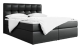 MKS MEBLE Boxspringbett - Doppelbett - Polsterbett mit Multipocket-Matratze und Topper - Kunstlederbett mit Bettkasten - Stauraumbett H3 - RICO 160X200 Schwarz - 1