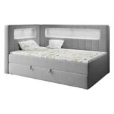 MKS MEBLE Kinderbett mit Led - Polsterbett Gold JUNIOR3 - Jugendbett Funktionsbett Led Bett Boxspringbetten für Kinderzimmer, Jugendzimmer - 90x200 Grau - 1