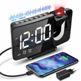 Projektionswecker Wecker mit Projektion Wecker mit FM Radiowecker Snooze Dual Alarm USB Anschluss 3 Helligkeiten LED-Anzeige 180° Funkuhr Digital Geeignet für den Einsatz zu Hause im Büro etc - 1