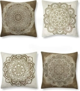 SUMGAR Beige Coffee Mandala Throw Kissenbezüge Frühling Indian Boho Pattern Square Kissenbezüge Bohemian Kissenbezüge für Wohnzimmer Schlafsofa Auto mit unsichtbarem Reißverschluss 40x40cm, 4er Pack - 1