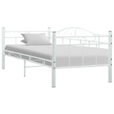 vidaXL Bettgestell Bett Metallbett Schlafzimmerbett Einzelbett Ehebett Bettrahmen Schlafzimmermöbel Lattenrost Weiß Metall 90x200cm - 1