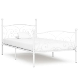 vidaXL Bettgestell mit Lattenrost Metallbett Einzelbett Bett Schlafzimmerbett Bettrahmen Ehebett Schlafzimmermöbel Weiß Metall 90x200cm - 1