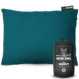 Wise Owl Outfitters Reisekissen (36x46cm) - Outdoor Kopfkissen aus Memory Foam - Camping Kissen - Nackenkissen für Flugzeug, Auto, Zug - Kompaktes Reisekopfkissen - Camping Zubehör (Grün) - 1